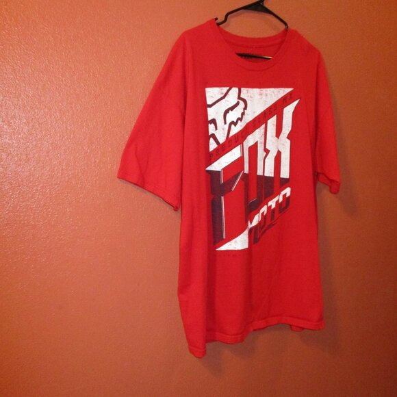 FOX Head Men X Large Red White Black Graphic Motocross Racing Short Sleeve Shirt - Picture 2 of 8